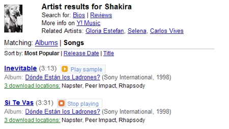 yahoo audio search free samples